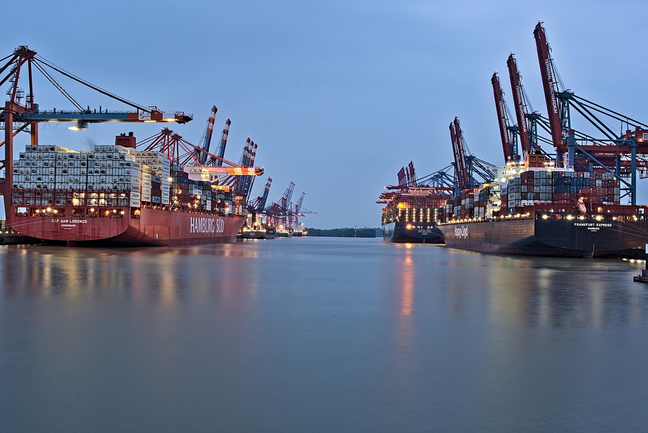port, ship, water, sea, crane, nature, freight, export, import, charge, logistics, container